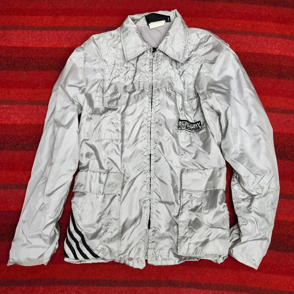 Vintage Mercury Outboards Racing Jacket Silver  Nylon Union Made Mens Techno M